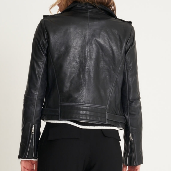 NWT BARNEY'S | Washed Leather Moto Jacket L/XL - Picture 15 of 16